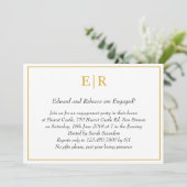 Einfache Gold Monogram Elegante Engagement Party Einladung (Stehend Vorderseite)