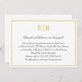 Einfache Gold Monogram Elegante Engagement Party Einladung (Vorne/Hinten)