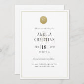 Einfache Gold Monogram Wedding Save the Date Card (Vorne/Hinten)