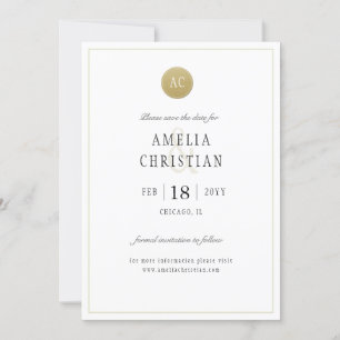 Einfache Gold Monogram Wedding Save the Date Card