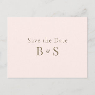 Einfache Gold-Monogramm-Rosé-Hochzeit Bitte-Datums Postkarte
