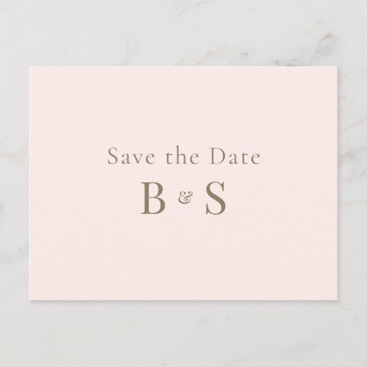 Einfache Gold-Monogramm-Rosé-Hochzeit Bitte-Datums Postkarte (Vorderseite)