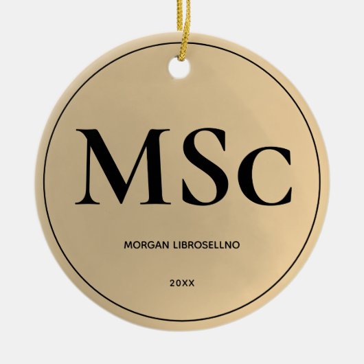 Einfache Gold MSc Abschluss Keramik Ornament (Vorne)