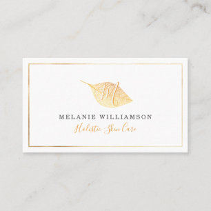 Einfache Gold-Naturhartleaf-Monogramm Visitenkarte