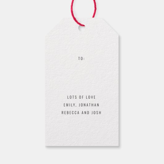 Einfache Gold Red Tree Script Frohe Weihnachten Geschenkanhänger (Rückseite)