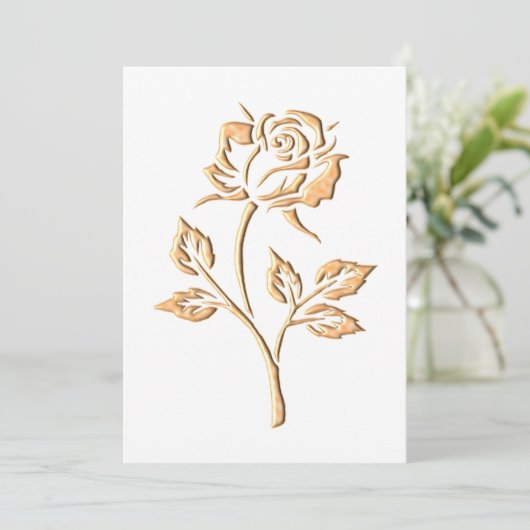 Einfache Gold-Rose Einladung (Stehend Vorderseite)