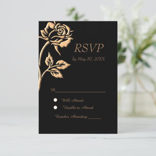 Einfache Gold-Rose RSVP Karte (Stehend Vorderseite)