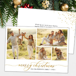 Einfache Gold Script 4 Foto Collage Weihnachten