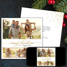 Einfache Gold Script 4 Multi-Foto Weihnachten