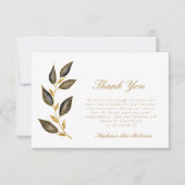 Einfache Gold Script florale Beerdigung Vielen Dan Dankeskarte (Vorderseite)