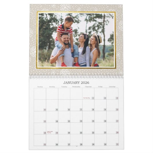 Einfache Gold Script Frohe Weihnachten 2 Foto Coll Kalender (Jan 2026)