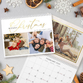 Einfache Gold Script Frohe Weihnachten 2 Foto Coll Kalender