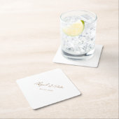 Einfache Gold Script-Hochzeitsboni Diamond Untersetzer (Vor Ort)