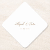 Einfache Gold Script-Hochzeitsboni Diamond Untersetzer (Vorderseite)