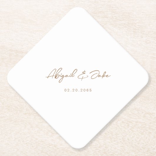 Einfache Gold Script-Hochzeitsboni Diamond Untersetzer (Vorderseite)