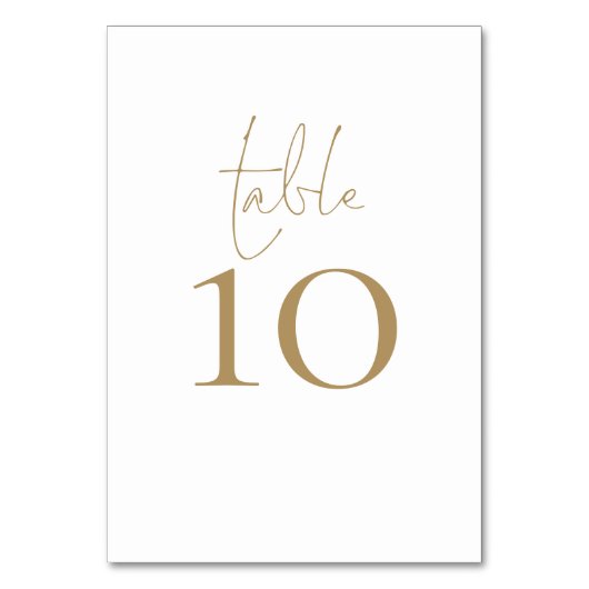 Einfache Gold Script-Hochzeitsskripte-Tischnummer Tischnummer (Rückseite)