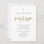 Einfache Gold Script religiöse Taufe Einladung (Vorderseite)