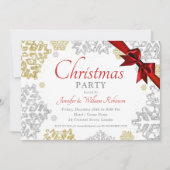 Einfache Gold & Silber Schneeflocken Weihnachten Einladung (Vorderseite)