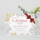 Einfache Gold & Silber Schneeflocken Weihnachten Einladung (Stehend Vorderseite)