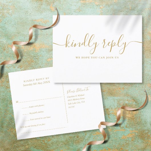 Einfache Gold Song Anfrage UAWG Einladung Postkart