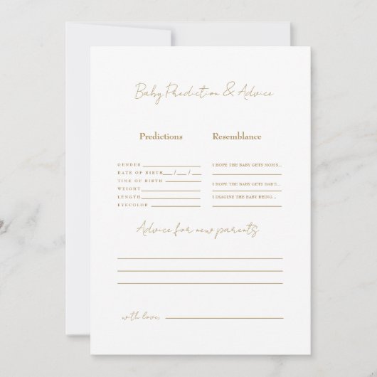 Einfache Gold Text Baby-Vorhersagen Einladung (Vorderseite)