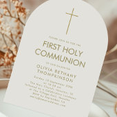 Einfache Gold Text Cross Erste Heilige Kommune Einladung