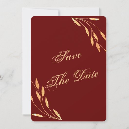 Einfache Gold Tropical Blätter Hochzeit Save The Date (Vorderseite)