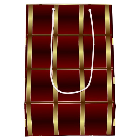 Einfache Gold- und Burgundy-Prüfung Mit Monogramm Mittlere Geschenktüte (Rückseite)