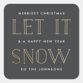 Einfache Gold- und Schwarze Weihnachtskleber Quadratischer Aufkleber