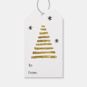 Einfache Gold- und Schwarzwurzel-Weihnachtsbaum vo Geschenkanhänger