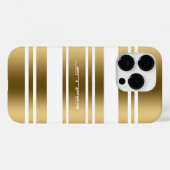 Einfache Gold- und Weißstreifenmuster Case-Mate iPhone Hülle (Rückseite (Horizontal))