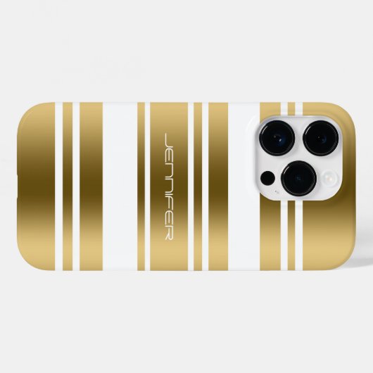 Einfache Gold- und Weißstreifenmuster Case-Mate iPhone Hülle (Rückseite (Horizontal))