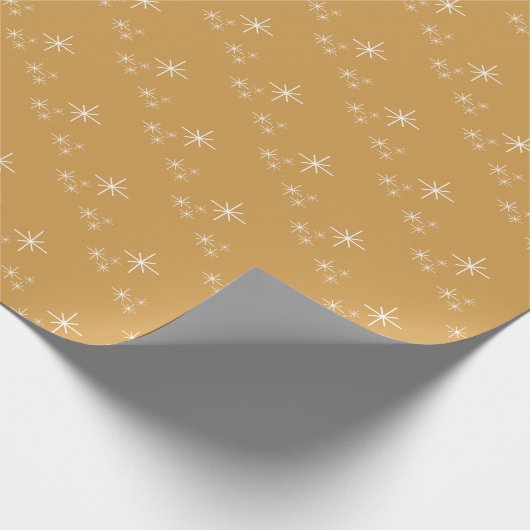 Einfache Gold Weihnachts-Schneeflocken Muster Mode Geschenkpapier (Ecke)