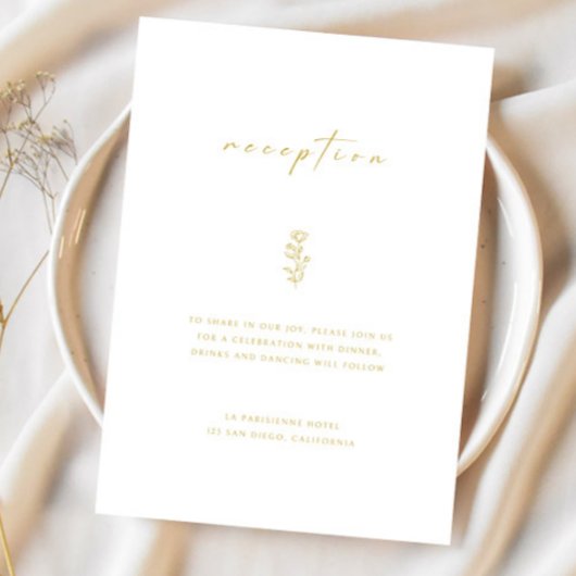 Einfache Gold-White-Wedding-Aufnahmekarte Einladung