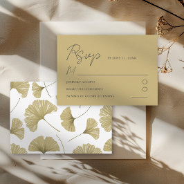 Einfache Gold Yellow Ginkgo Leaf Wedding RSVP Card