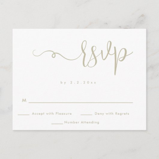 Einfache Goldbriefe RSVP Card Postkarte (Vorderseite)