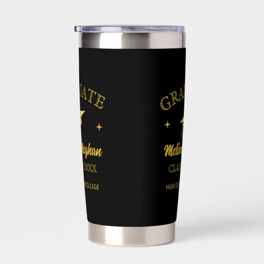 Einfache Golden Cap Typografy Abschluss Geschenkna Thermobecher (Rechts)