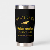 Einfache Golden Cap Typografy Abschluss Geschenkna Thermobecher (Rückseite)