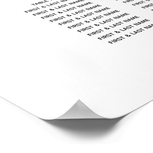 Einfache Golden Initial Wedding Seating Chart Poster (Ecke)