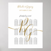 Einfache Golden Initial Wedding Seating Chart Poster (Vorne)