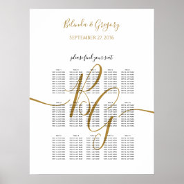 Einfache Golden Initial Wedding Seating Chart Poster