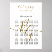 Einfache Golden Initial Wedding Seating Chart Poster (Vorne)