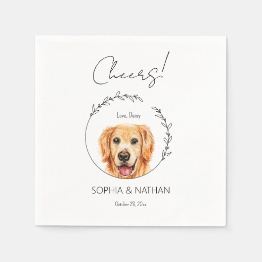 Einfache Golden Retriever Dog Wedding Cocktail Serviette (Vorderseite)