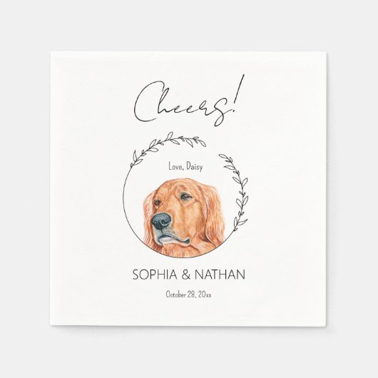 Einfache Golden Retriever Dog Wedding Cocktail Serviette (Vorderseite)