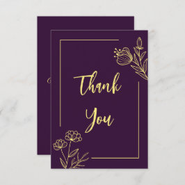Einfache goldene Blume lila Dankeskarte