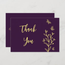 Einfache goldene Blume lila Dankeskarte