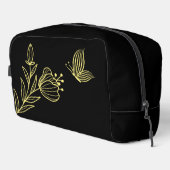 Einfache goldene Blume schwarz Waschbeutel (Rechte Ecke)