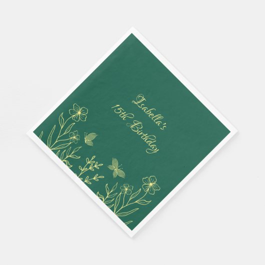 Einfache goldene Blume Serviette (Ecke)