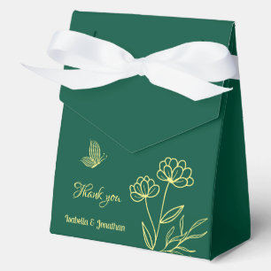 Einfache goldene Blumen smaragdgrüne Hochzeit Geschenkschachtel