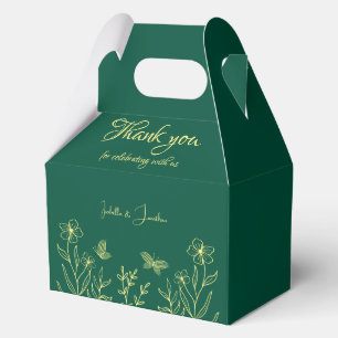 Einfache goldene Blumen smaragdgrüne Hochzeit Geschenkschachtel